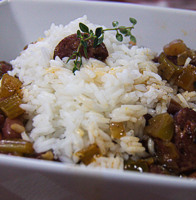 Louisiana Style Red Beans and Rice in bowl