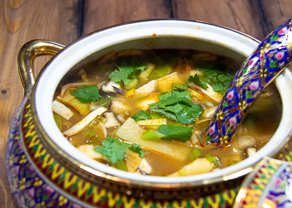 Thai Hot and Sour Soup in tureen

