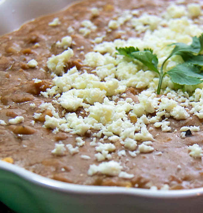restaurant style refried beans with cheese