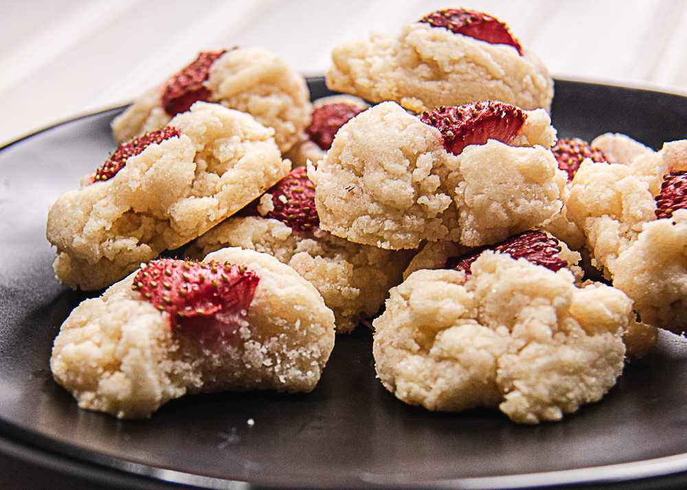 strawberry shortcake cookies on plate