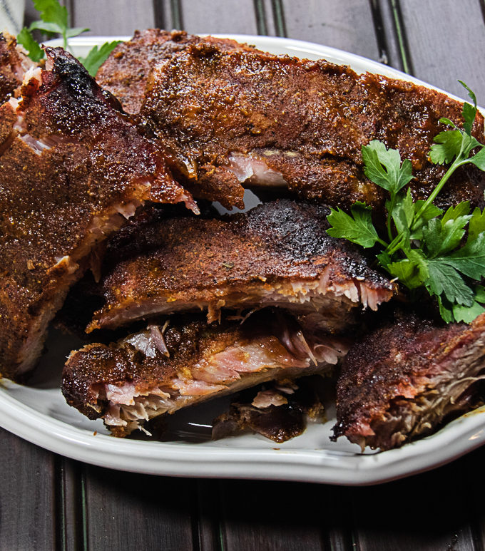 Brown paper bag ribs on plate