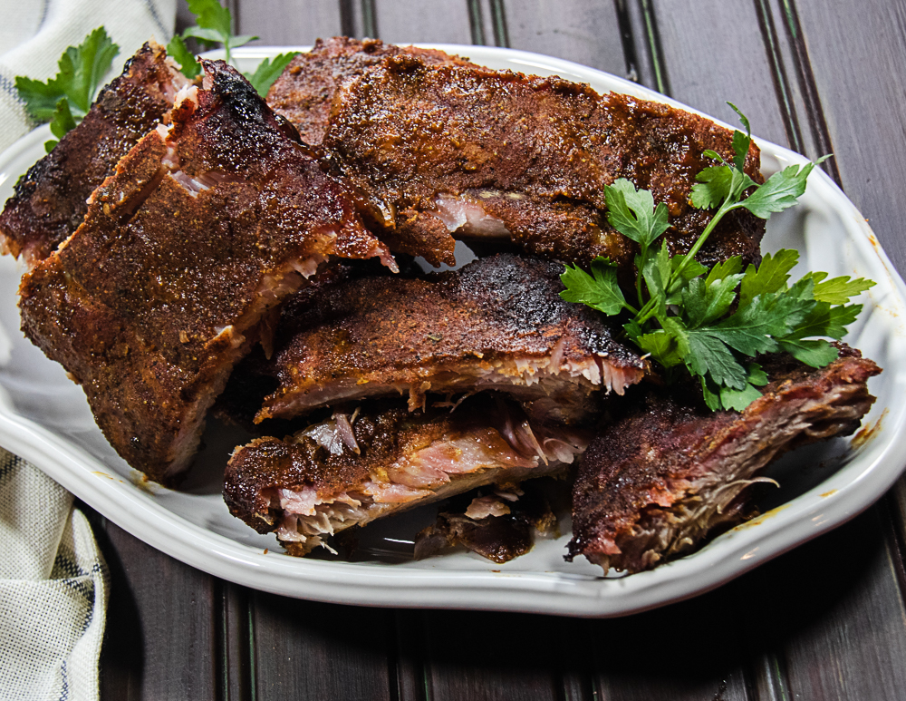 Brown paper bag ribs on plate