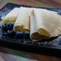 Basic Crepes on a plate with blueberries