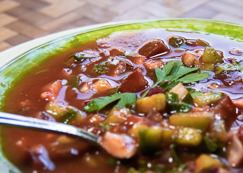 quick and easy gazpacho on spoon
