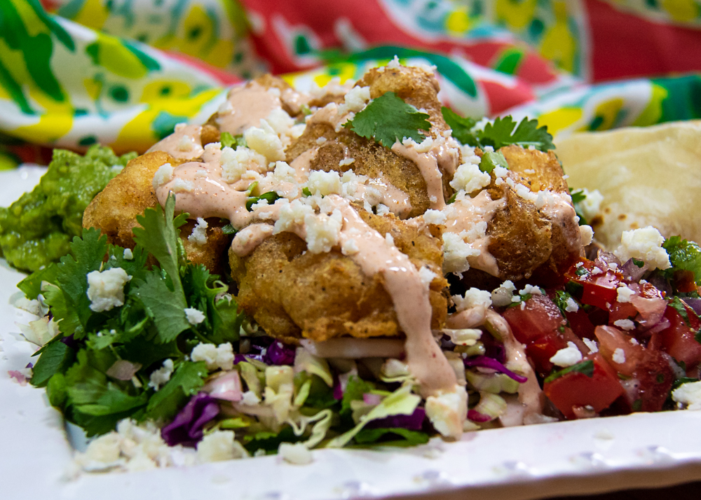Classic Baja Fish Tacos on platter