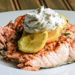 Grilled Salmon with Shallot Dill Sauce