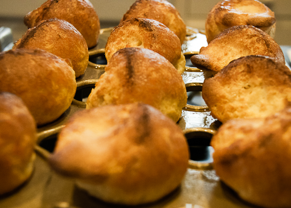 Popovers in pan just out of the oven