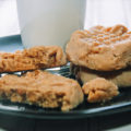 Bakery Style Peanut Butter White Chocolate Chip Cookies on plate