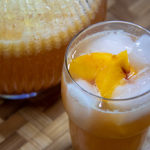 close up of peach ginger lemonade