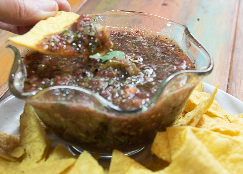 chip with roasted tomatillo salsa
