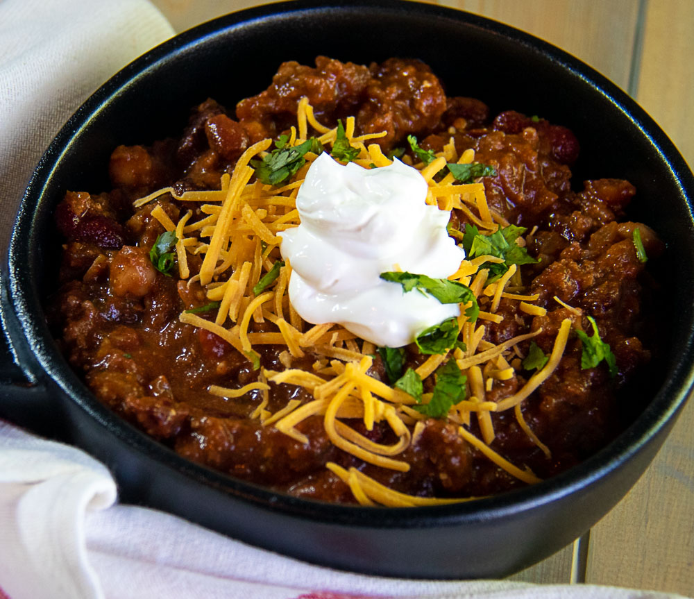 Easy chili in serving bowl