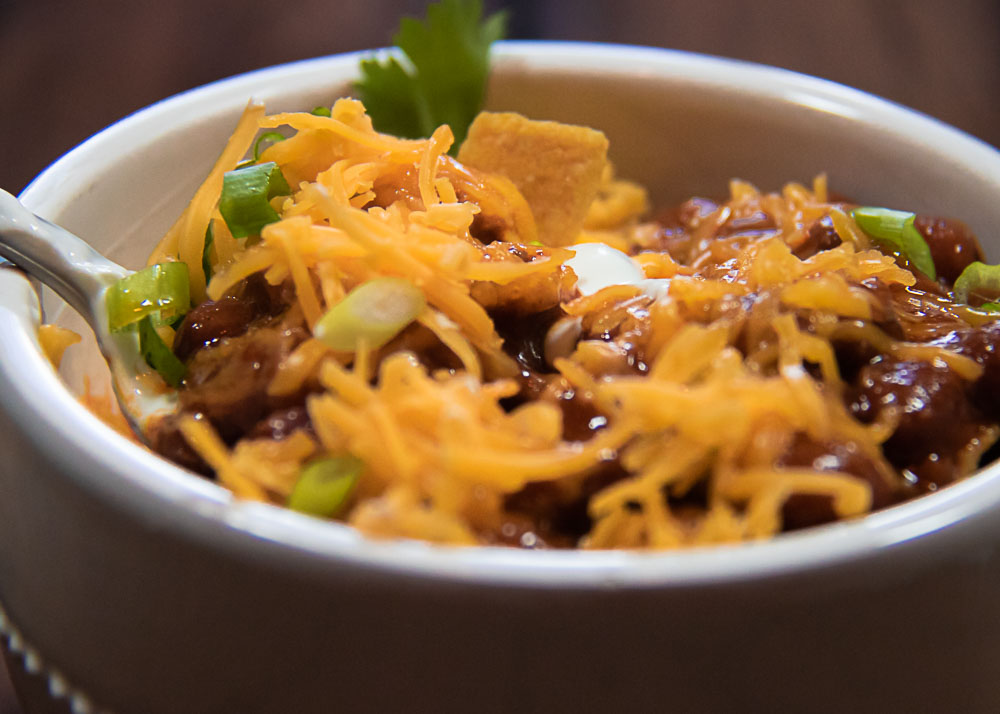spoonful of corn chips and chili