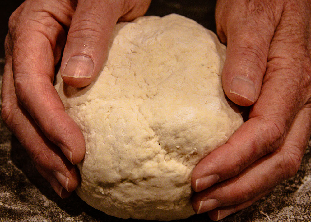 homemade garlic naan bread dough ball