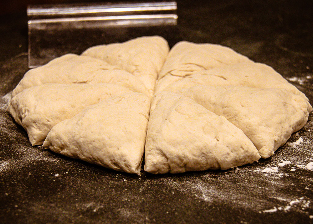 homemade garlic naan bread dough divided