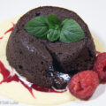 chocolate molten lava cake on plate