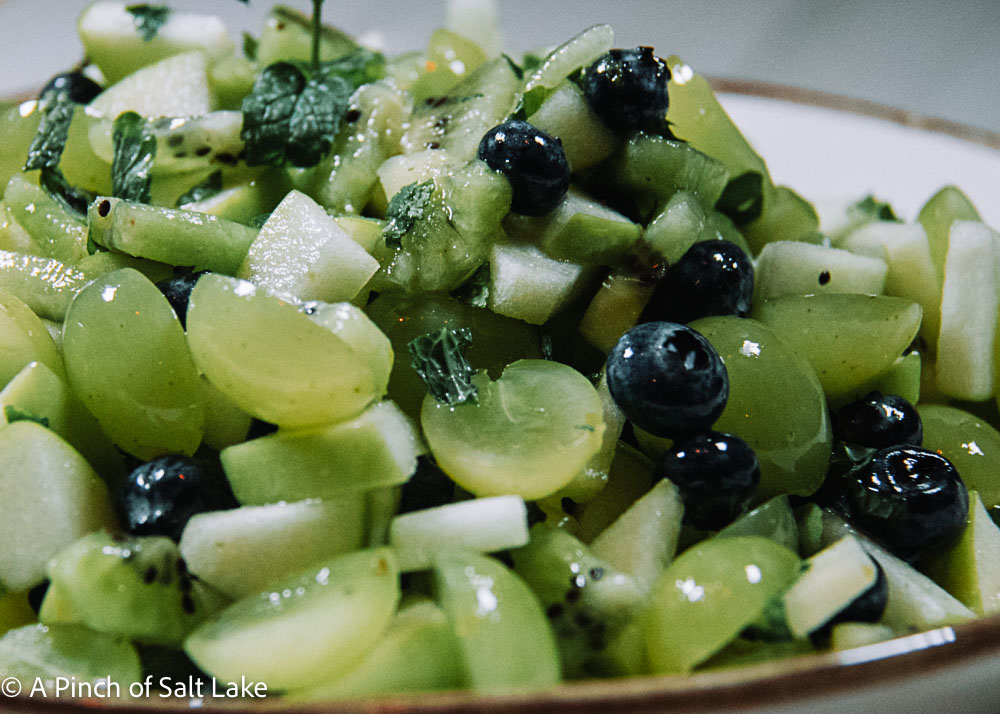 closeup of Mint Julep Fruit Salad