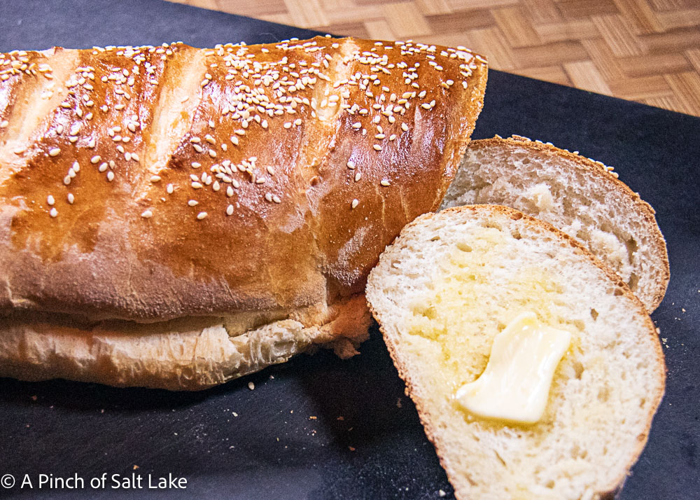 homemade french bread loaf and slice