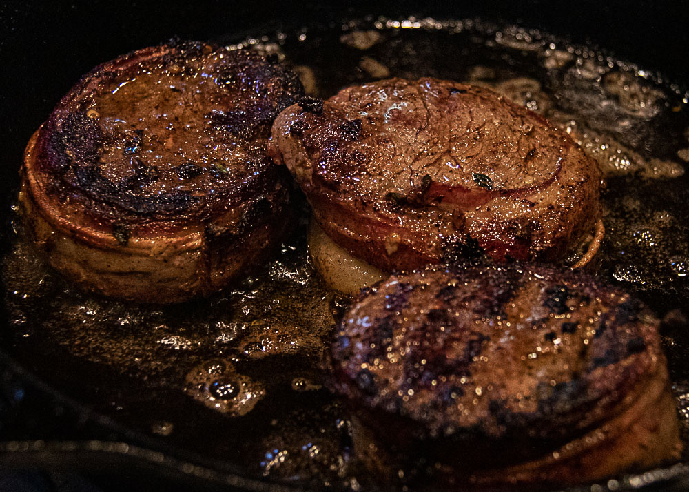 searing and cooking in the oven makes perfect filet mignon