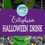 Simple ectoplasm Halloween drink in a spooky cup